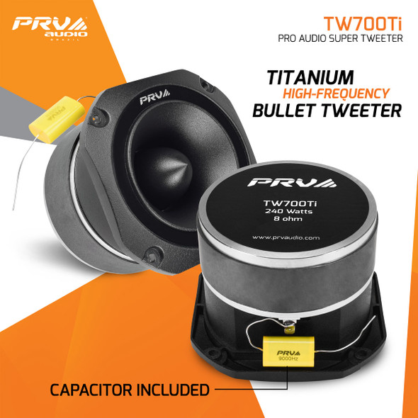 PRV Audio TW700Ti 4" inch 8 Ohm (TW Series) Super Bullet Tweeter Car Speaker 240 Watts RMS (Single)