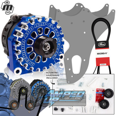 Mechman Dual Alternator Bracket w/ Black Alternator for a 2000 - 2013