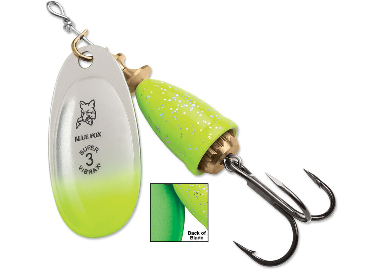 Blue Fox Vibrax Bullet Fly 0 Spinner Fishing Lure 1/8oz Gold Black/Flo  Yellow 