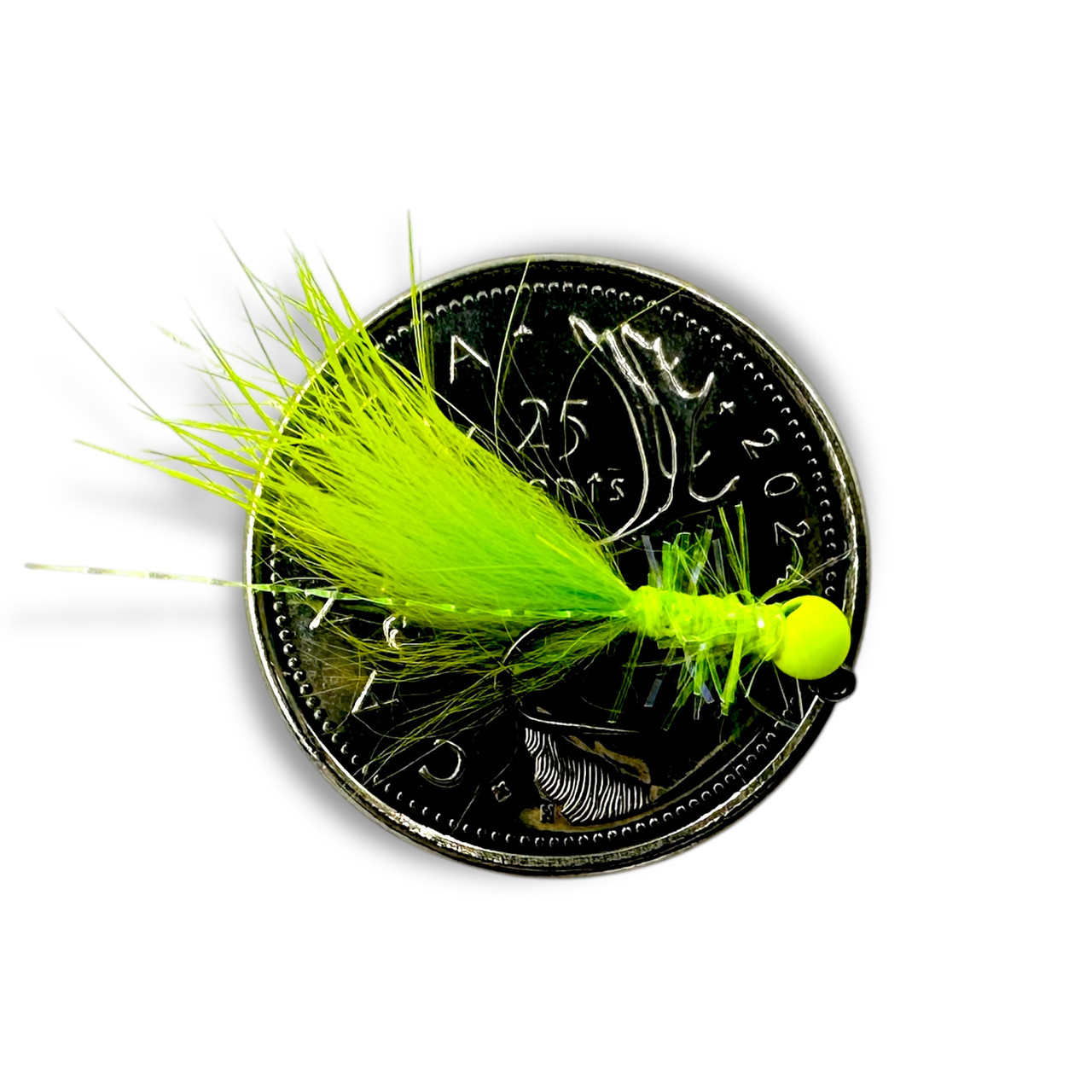 TODD'S MINI NEON DAMSEL BOMBER JIG FLY #14 BARBLESS