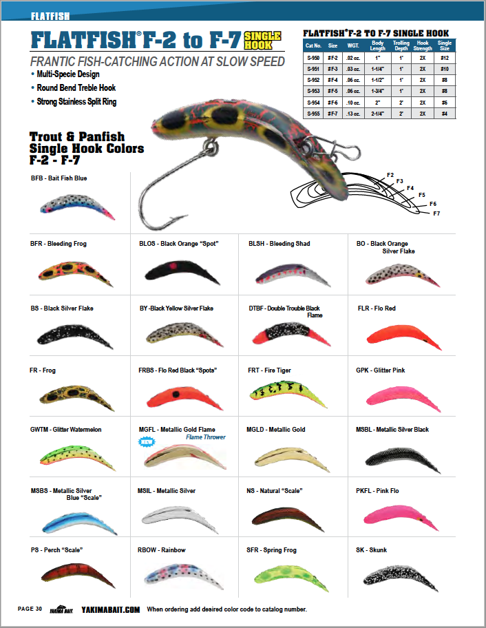 Yakima Bait Flatfish Wiggling Plug - Rainbow F-6