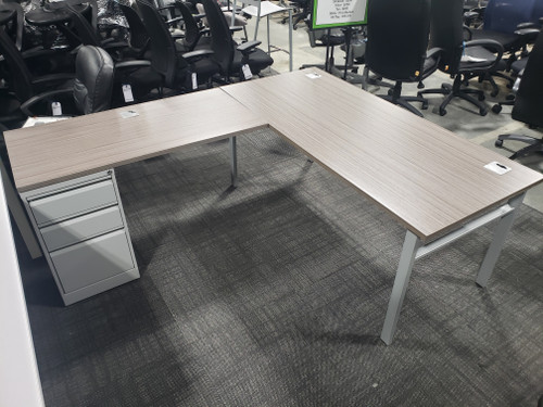 L Desk Set 6x6 with New Table Tops and Storage Cabinet. 15 Available