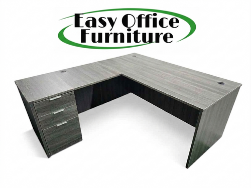 EZ-NT (No Tariff) Laminate L Desk Set in Weathered Gray from Easy Office Furniture in Marietta GA and Atlanta GA