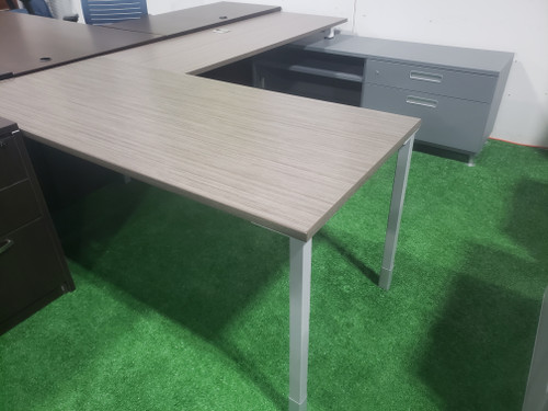 Global 6x8 U-Desk Set Including:
1-30D x 66W Table Desk
1-24D x 66W Return
1-23H x 21D x 66W Low Credenza
1-32W x 48H Bookcase
1-30W 2-Drawer Lateral File

Also Available:
1 - 72W Storage Credenza - $200