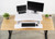 Sit Stand Height Desk Top Riser with Keyboard Tray for Dual Monitors in White from Easy Office Furniture in Atlanta and Marietta GA