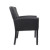 This Executive Box Arm Chair is beautifully upholstered in Black Caressoftplus Vinyl. The softness of the seat is bolstered by the ergonomic built-in lumbar support that it provides. It features spacious box arm styling and sits on Black wood legs that are both sturdy and stylish. The angular chair features an elegant, contemporary design that can provide your office or reception area with an upscale look. This is the chair for outfitting your office desk or a waiting room with comfort and class.

Back Adjustment: No
Arm Type: Fixed
Infinite Lock: No
Knee Tilt: No
Tilt Tension: No
Pneumatic Gas Lift: No
Upright Lock: No
Seat Slider: No
Chair Base: 4 Leg Black Wood
Casters: None
Weight Capacity: 275 lb