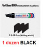 Artline EK100 Giant Permanent Markers 7.5mm to 12mm - 1 Dozen BLACK