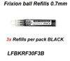 Pilot Frixion Ball REFILLS 0.7mm LFPKRF30F3B - SET of 3 BLACK