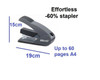 KW TRIO Lever Tech Effortless Stapler 5012 BLACK/Grey - staple up to 60 pages A4