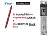 Pilot Acroball M SERIES 0.7mm BAB15F- 2x Burgundy Body BLACK +10x REFILLS BLACK