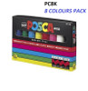 Uni POSCA PC-8K Paint Marker Pen - Chisel 8mm - 8 Colour Set PC8K