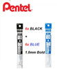 Pentel Energel XLR10 Gel Ink 1.0mm REFILL - 6x BLACK + 6x  BLUE