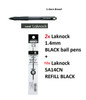 2x Uniball Laknock  Retractable Ballpoint  1.4mm BLACK + 10x SA14CN REFILLS BLACK