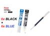 Pentel Energel XLR7 Gel Ink 0.7mm REFILL - 6x BLACK + 6x BLUE