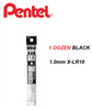 Pentel Energel XLR10 Gel Ink 1.0mm REFILL - 1 DOZEN BLACK
