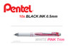 Pentel Energel BLN75PW Retractable Gel pens 0.5mm PINK Body - 10x BLACK