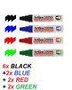 Artline Whiteboard Markers Big Nib 10mm EK5109A  - 6x BLACK + 2x BLUE + 2x RED + 2x GREEN