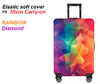 Elastic Polyester luggage cover for 55cm CARRY ON Rainbow Diamond
