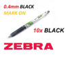 Zebra Sarasa Mark On Gel Pen 0.4mm - 10x BLACK