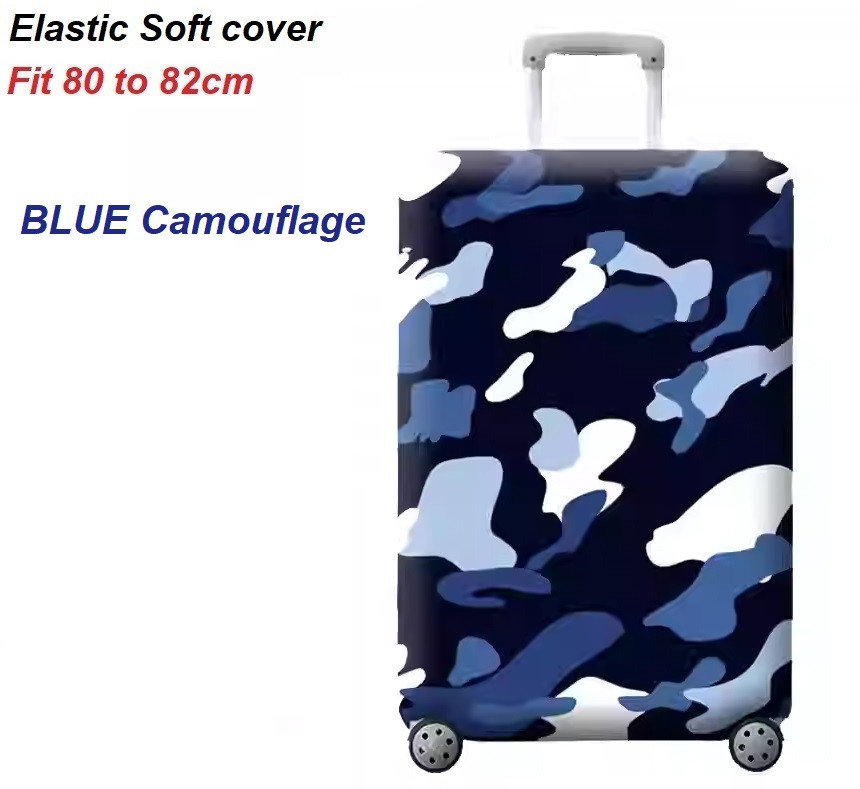 Suitcase Covers Blue Camo Luggage Elastic Luggage Cover For 80cm