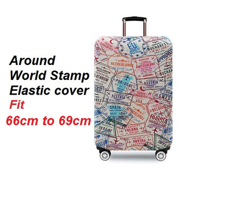 Around World STAMP luggage Elastic Cover to Fit 66cm to 69cm MEDIUM