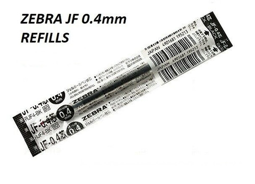 Zebra JF 0.4mm Gel ink Refills - 1 DOZEN BLACK