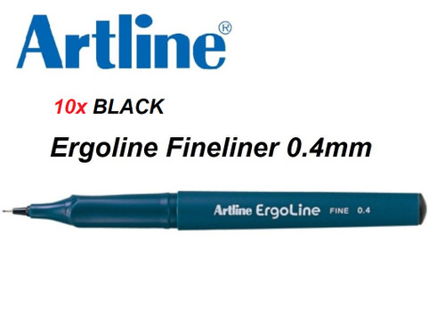 ARTLINE K3400 ERGOLINE Fineliner Pen 0.4mm - 10x BLACK