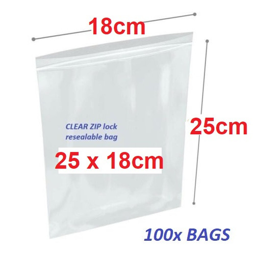 Clear Re-sealable plastic bag 20cm x 10cm  - 100x bags