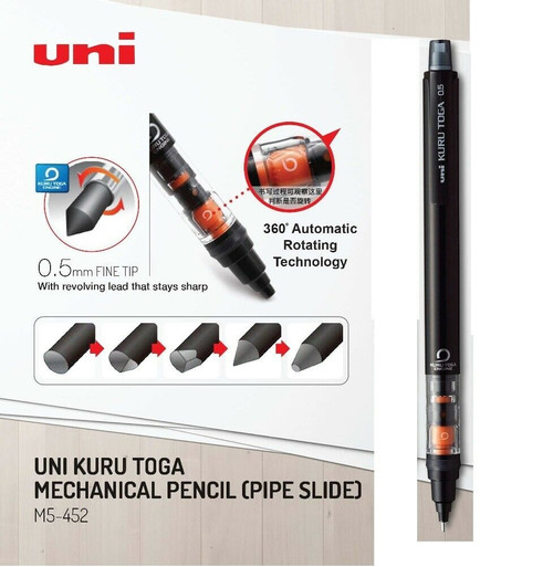 Uniball Kuru Toga 0.5mm
Pipe Slide Auto Lead Rotate Mechanical Pencil (M5-452)