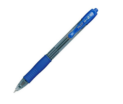 Pilot G2 Retractable Gel Pen FINE tip 0.7mm - 1 Dozen BLUE