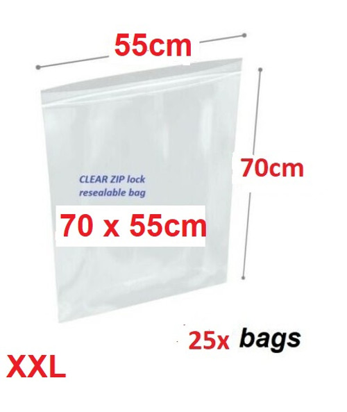 Clear Re-sealable plastic bag 70cm x 55cm XXL  - 25x bags