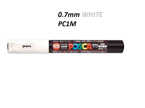 Uni POSCA PC-1M (Bullet Tip) Paint markers 0.7mm - 10x WHITE Ink
