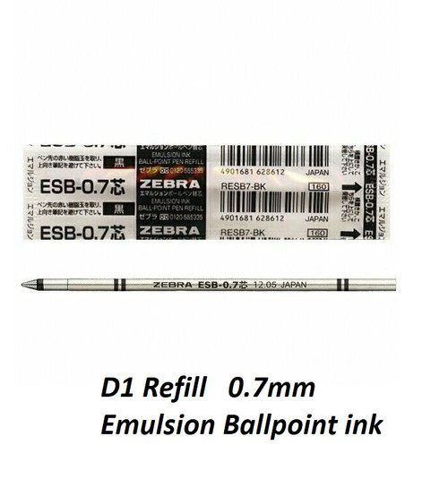 ZEBRA ESB-07 Emulsion Ballpoint ink D1 Type - 3x BLACK