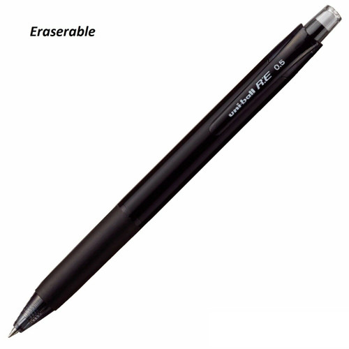 Uniball RE Retractable Erasable Gel Pen 0.5mm URN230 (Off BLACK ink) - 6x pens