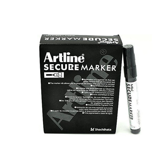 Artline Secure Marker 4.0mm Chisel Tip EKSC4 - 1 DOZEN BLACK