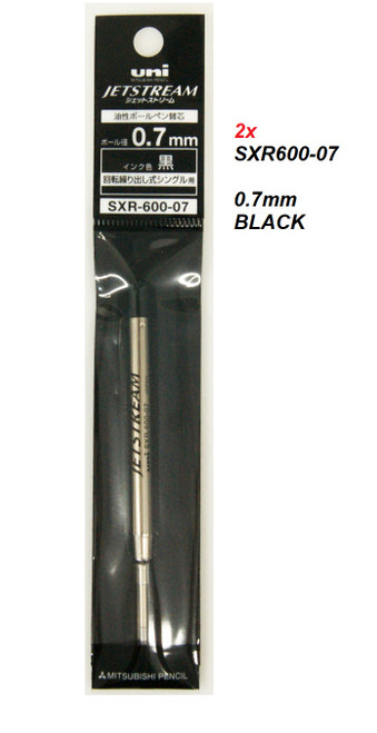 Uniball JETSTREAM PRIME SXR600-07 REFILLS 0.7mm - 2x BLACK