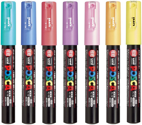 Uni POSCA PC1M (Bullet) Paint markers 0.7mm - 7x PASTEL Colours