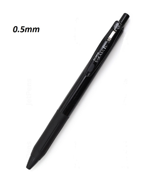 Zebra Sarasa R Gel ink Pen 0.5mm Black Body Black Ink - 10x BLACK