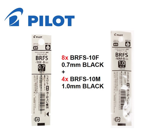 Pilot BRFS Refills (D1) BLACK  - 8x 0.7mm + 4x 1.0mm