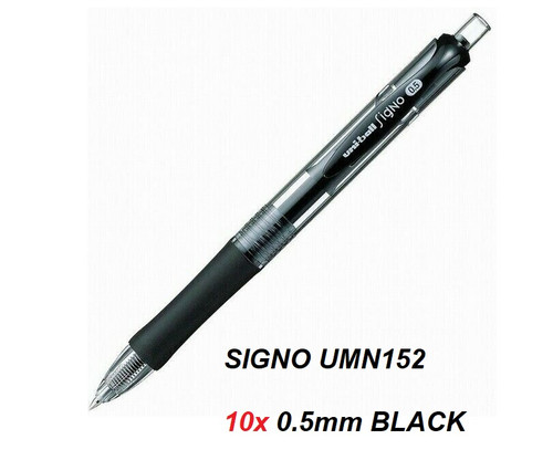 UNIBALL Signo RT 152 Gel Pen 0.5mm - 10x BLACK