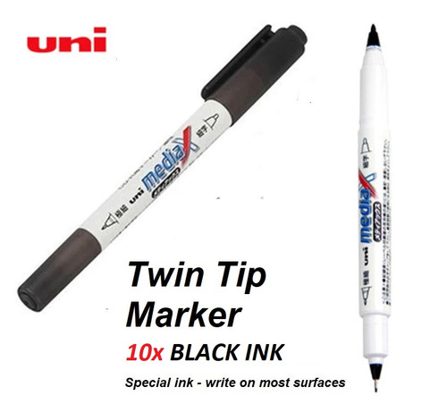 Uniball PD153T Media X Twin Tip Marker - 10x BLACK