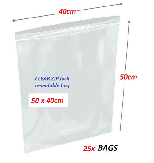 Clear Re-sealable plastic bag 50cm x 40cm - 25x bags
