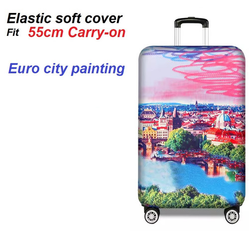 Elastic Polyester luggage cover for 56cm Carry On Euro City Painting