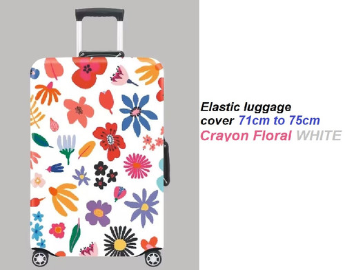  Elastic Polyester luggage cover for 75cm Crayon Floral WHITE