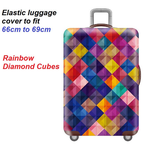 Elastic Polyester luggage cover for 66cm to 69cm Rainbow Diamond Cubes