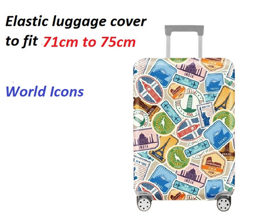  Elastic Polyester luggage cover for 71cm to 75cm World Icons