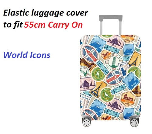 Elastic Polyester luggage cover for 55cm Carry On World Icons