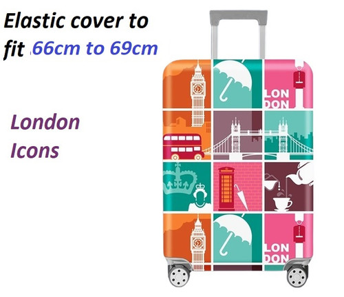 Elastic Polyester luggage cover for 66cm to 69cm London Icons