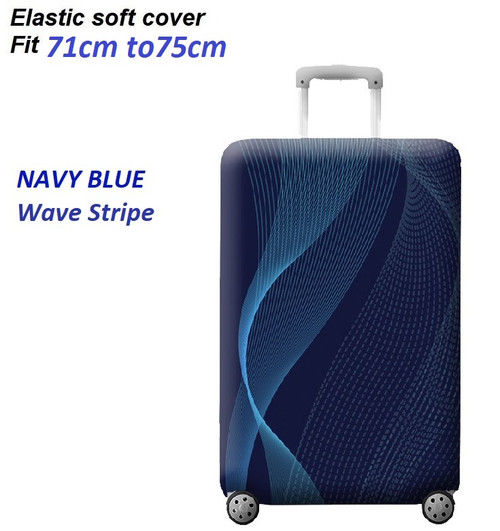 Elastic luggage cover for 71cm to 75cm Navy Wave Stripe