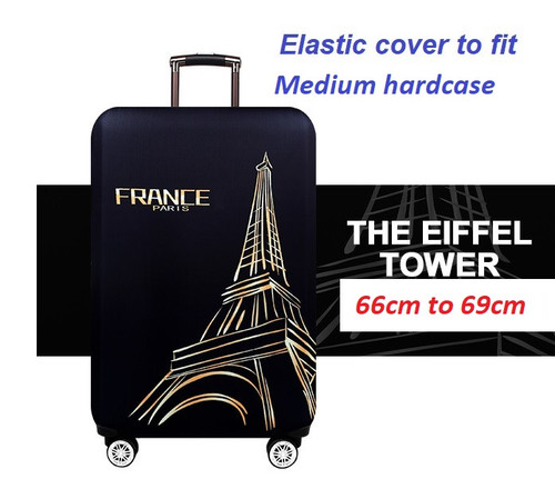 Eiffel Tower luggage Elastic Cover to Fit 66cm to 69cm BLACK